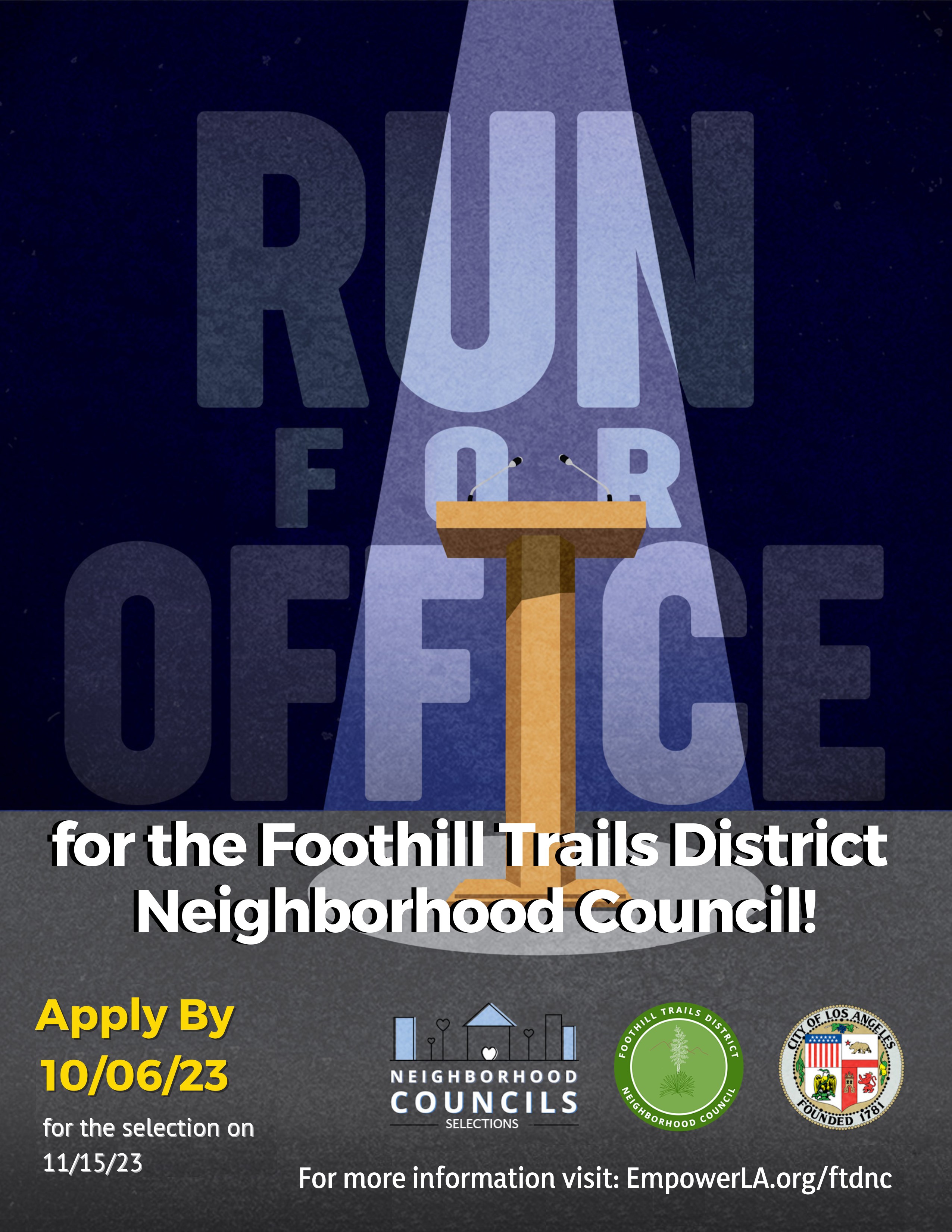 Run for Seat on Foothill Trails District Neighborhood Council